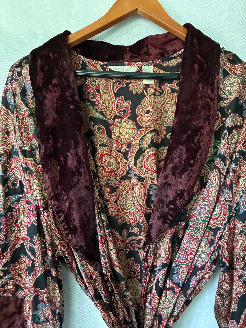 Vintage Lord & Taylor Womens 100% Silk Hollywood Regency Robe Pockets Size Small